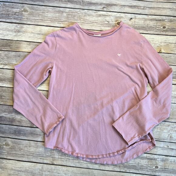 Zara Girls Pink Embroidered Heart Long Sleeve Tee 13-14 - Picture 2 of 7